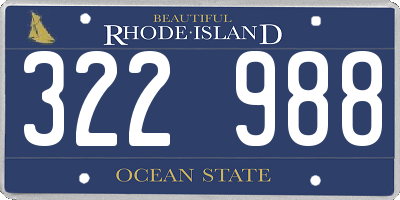 RI license plate 322988