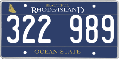 RI license plate 322989