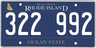 RI license plate 322992