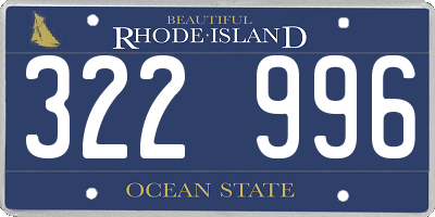 RI license plate 322996