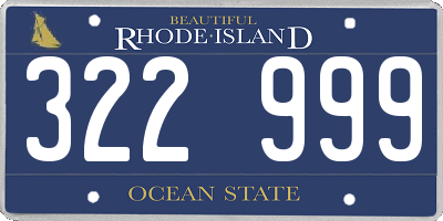 RI license plate 322999