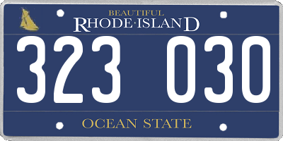 RI license plate 323030
