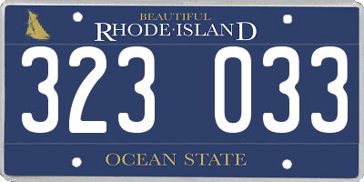 RI license plate 323033