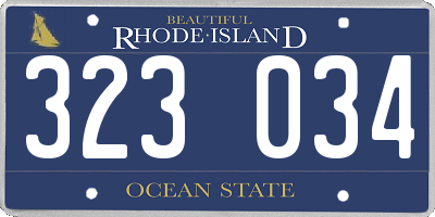 RI license plate 323034