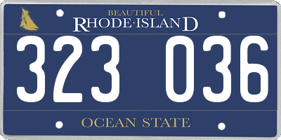 RI license plate 323036