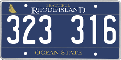 RI license plate 323316