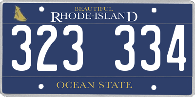 RI license plate 323334