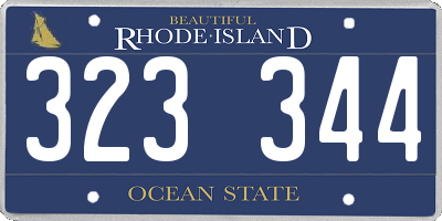 RI license plate 323344