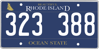 RI license plate 323388