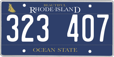 RI license plate 323407