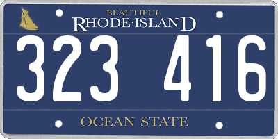 RI license plate 323416