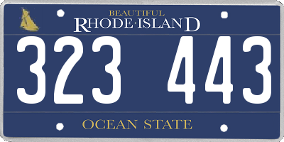 RI license plate 323443