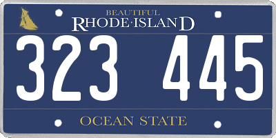 RI license plate 323445
