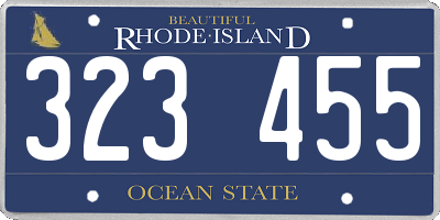 RI license plate 323455