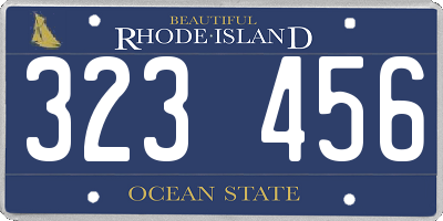RI license plate 323456