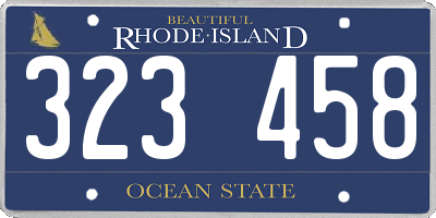 RI license plate 323458