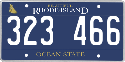 RI license plate 323466