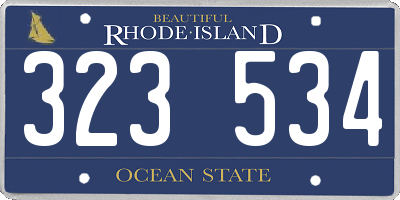 RI license plate 323534