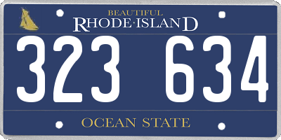 RI license plate 323634