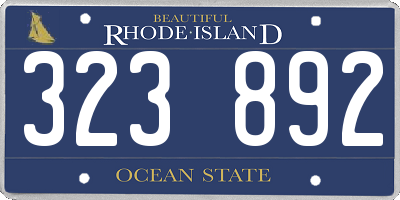 RI license plate 323892