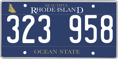 RI license plate 323958
