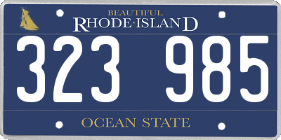 RI license plate 323985