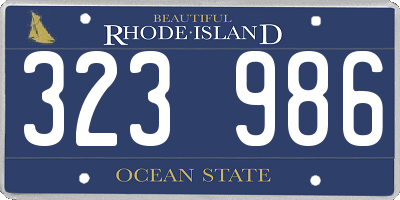 RI license plate 323986