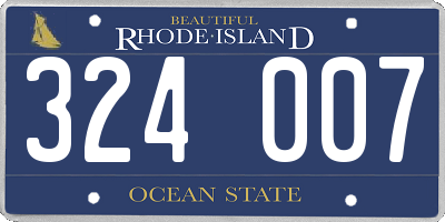 RI license plate 324007