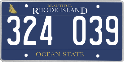 RI license plate 324039