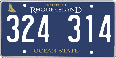 RI license plate 324314