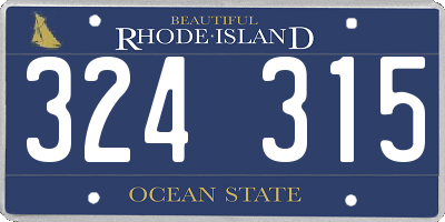 RI license plate 324315