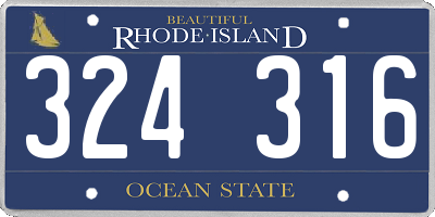 RI license plate 324316