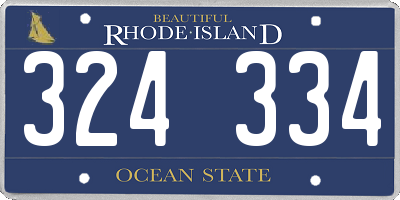 RI license plate 324334