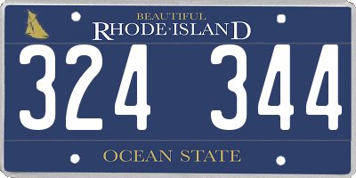 RI license plate 324344