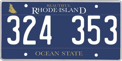 RI license plate 324353