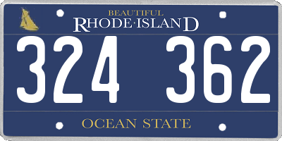 RI license plate 324362