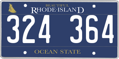 RI license plate 324364