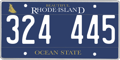 RI license plate 324445