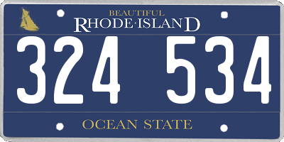 RI license plate 324534