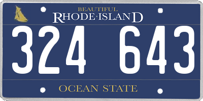 RI license plate 324643