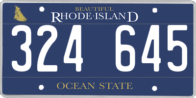 RI license plate 324645