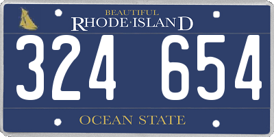 RI license plate 324654