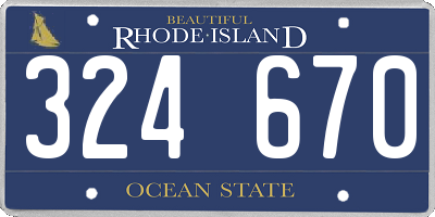 RI license plate 324670