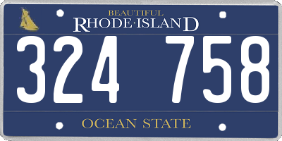 RI license plate 324758