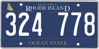 RI license plate 324778