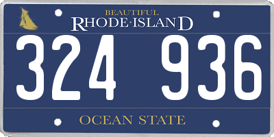 RI license plate 324936