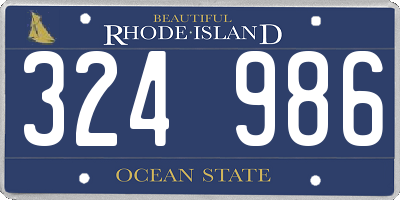 RI license plate 324986