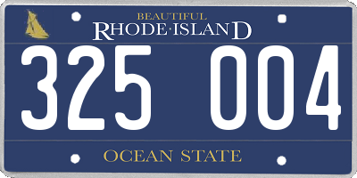 RI license plate 325004