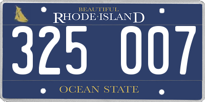 RI license plate 325007