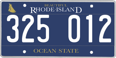 RI license plate 325012
